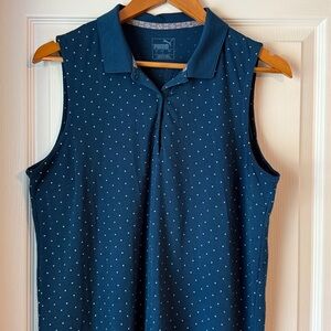Puma Navy Sleeveless golf Polo with White Dots